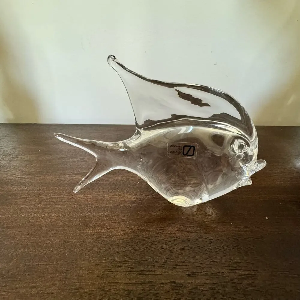 V Nason & C Murano Clear Glass Angelfish Tropical Fish Figurine Statue Unsigned